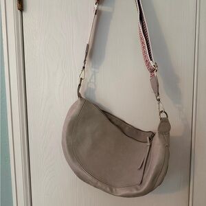 Gray Hobo Bag with Adjustable Strap and Soft Leather
